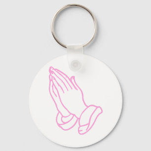Praying Hands in Baby Pink Key Ring