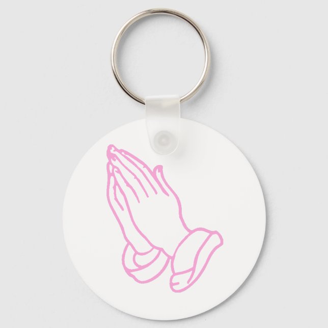 Praying Hands in Baby Pink Key Ring (Front)
