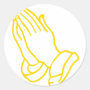 Praying Hands in Gold Yellow Classic Round Sticker