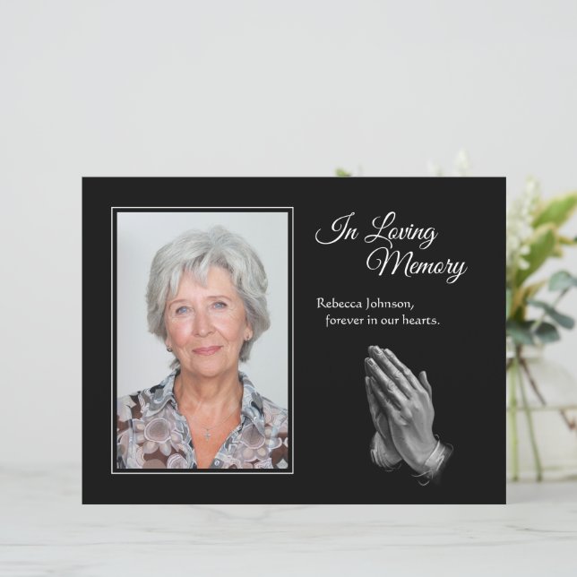 Praying Hands In Loving Memory Photo Display Signs (Standing Front)