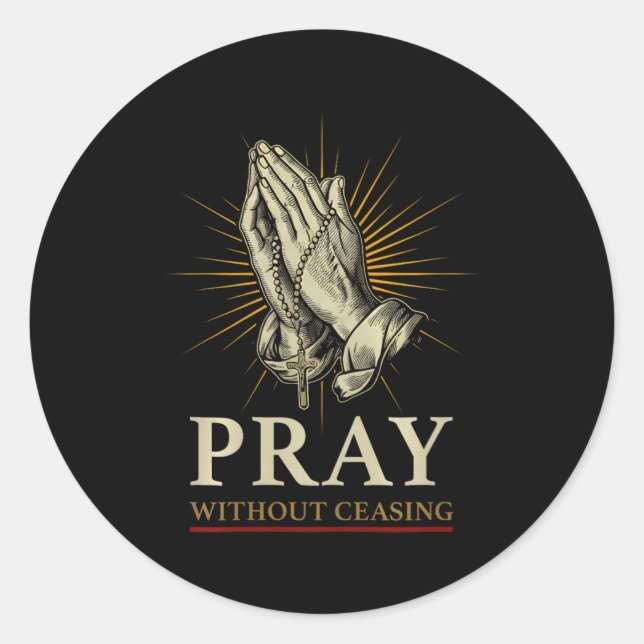 Praying Hands Jesus Cross Rosary Faith Devotion Pr Classic Round Sticker (Front)