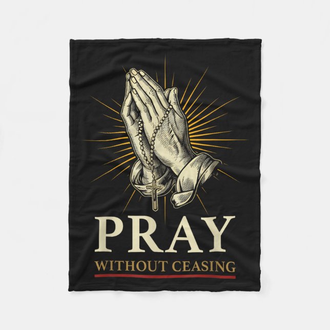 Praying Hands Jesus Cross Rosary Faith Devotion Pr Fleece Blanket (Front)