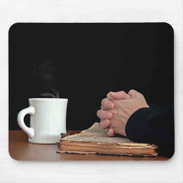 Praying Hands On Bible Mouse Mat (Front)