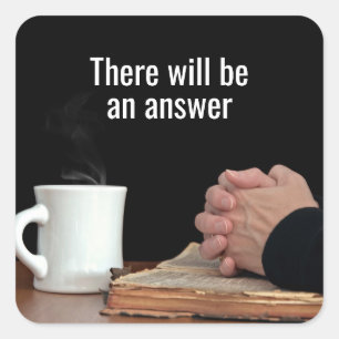 Praying Hands On Old Bible Square Sticker