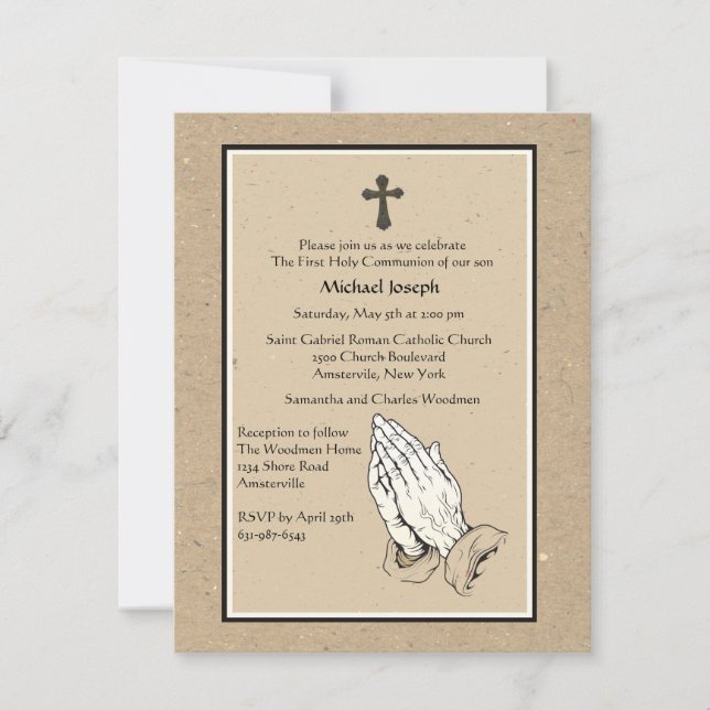 Praying Hands Religious Invitation (Front)