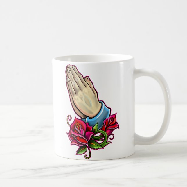 Praying Hands Roses Design Coffee Mug (Right)