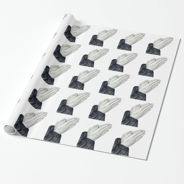 Praying Hands Tiled Wrapping Paper (Unrolled)