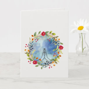 Praying hands watercolor card