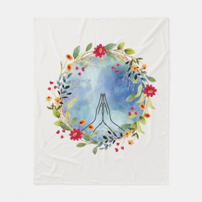 Praying hands watercolor  fleece blanket (Front)