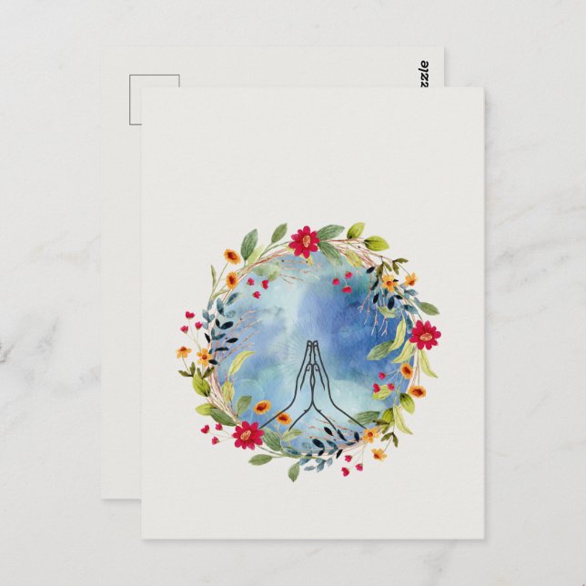 Praying hands watercolor  postcard (Front/Back)