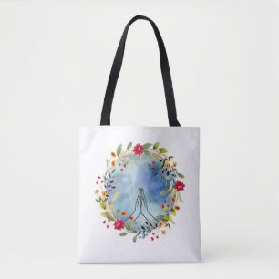 Praying Hands Watercolor Shopping Tote Bag