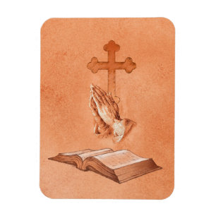 Praying Hands with Cross and Bible Magnet