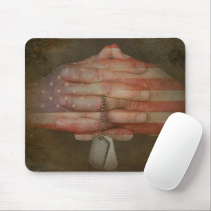 Praying Hands With Dog Tags Mouse Mat