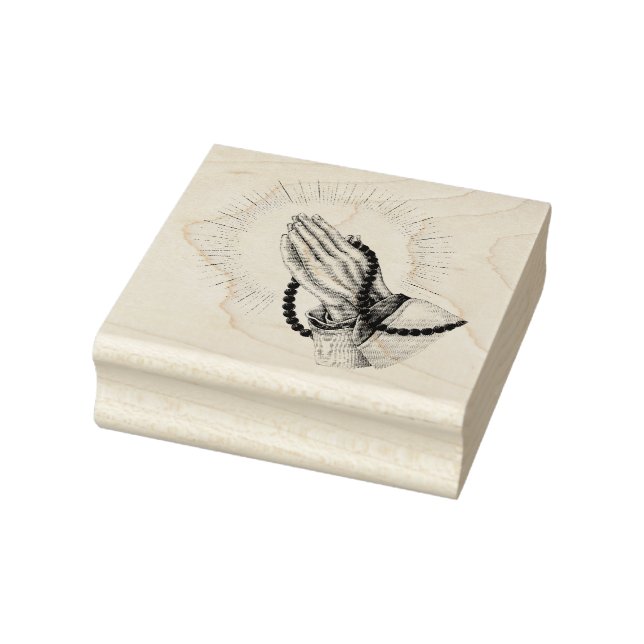 Praying Hands with Rosery  Rubber Stamp (Stamp)