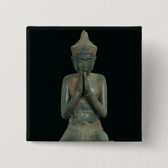 Praying kneeling figure 15 cm square badge (Front)