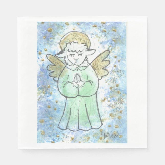 Praying Lamb Angel Napkin (Front)