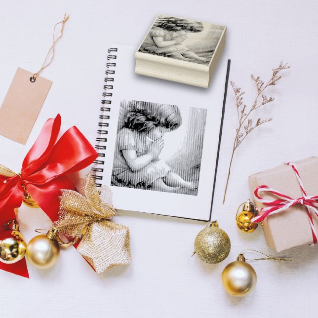 Praying Little Girl Angel Radiant Light Halo Rubber Stamp (Creator Uploaded)