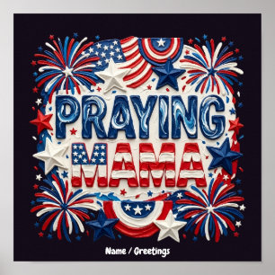 Praying Mama Patriotic Art Print Red, White, Blue