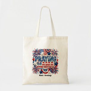 Praying Mama Patriotic Art Print  Red, White, Blue Tote Bag