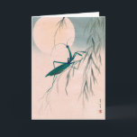 Praying Mantis and the Moon, Watanabe Seitei Card<br><div class="desc">Watanabe Shōtei aka Watanabe Seitei (1851 in Edo – 1918) was a Nihonga painter and one of the first to visit Europe, attending the 1878 International Exhibition in Paris and being awarded a medal. Shōtei blended Western realism with the delicate colours and washes of the Kikuchi Yōsai school, introducing a...</div>