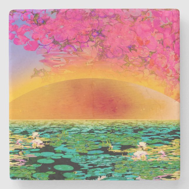 PRAYING MANTIS AT SUNSET STONE COASTER (Front)