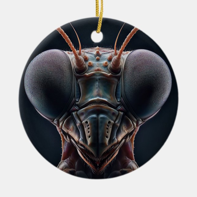 Praying Mantis Close up Macro Ceramic Tree Decoration (Front)