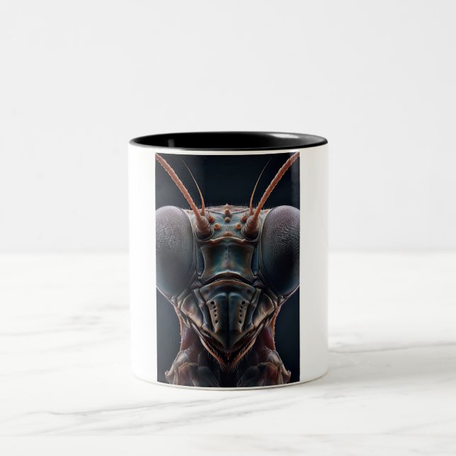 Praying Mantis Close up Macro Two-Tone Coffee Mug (Center)