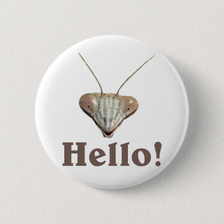 Praying Mantis Hello 6 Cm Round Badge