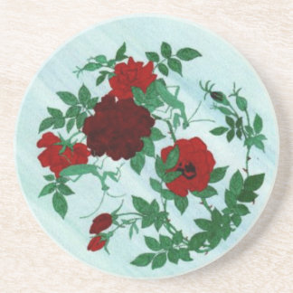 Praying Mantis & Red Roses Coaster