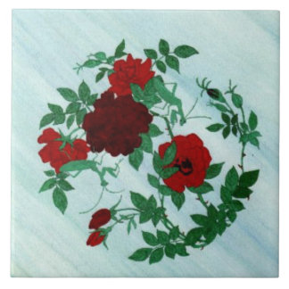 Praying Mantis & Red Roses Tile