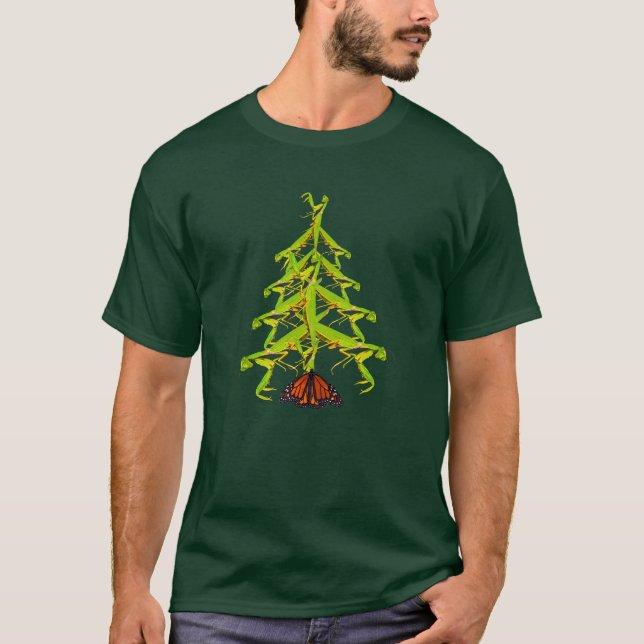Praying Mantis Tree Funny Christmas T-shirt (Front)