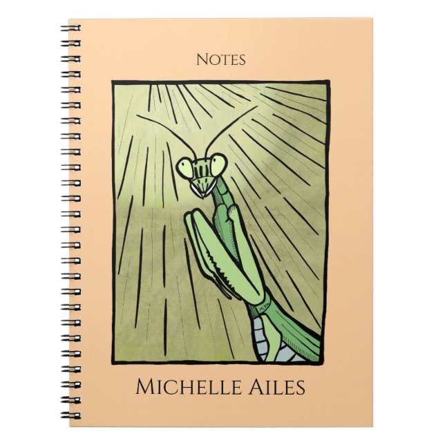 Praying Mantis Unique Custom Title and Name Notebook (Front)