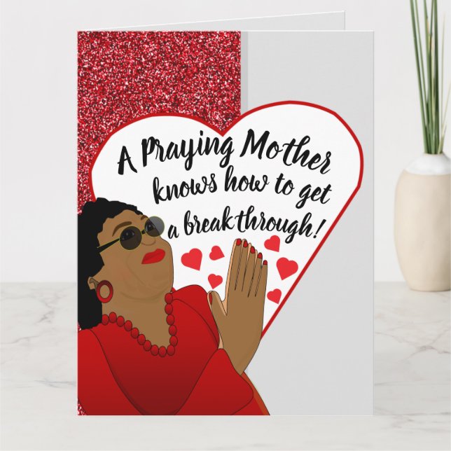 Praying Mother African American Christian Birthday Card (Front)