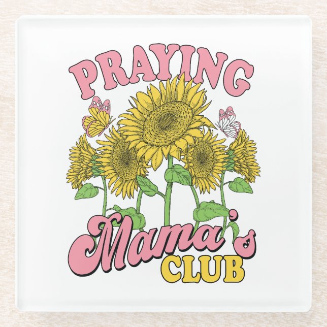 Praying Mother Club Glass Coaster (Front)