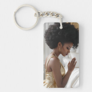 Praying Mother  Dressed in Gold Key Ring