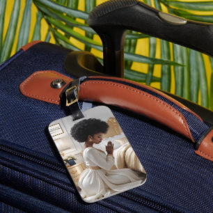 Praying Mother Gold and White Luggage Tag