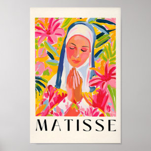 Praying Nun Wall Art, Christian Art Print, Henri M Poster