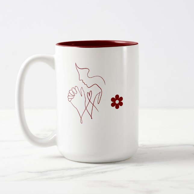 Praying Outline Two-Tone Coffee Mug (Left)