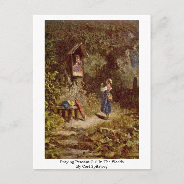 Praying Peasant Girl In The Woods By Carl Spitzweg Postcard (Front)