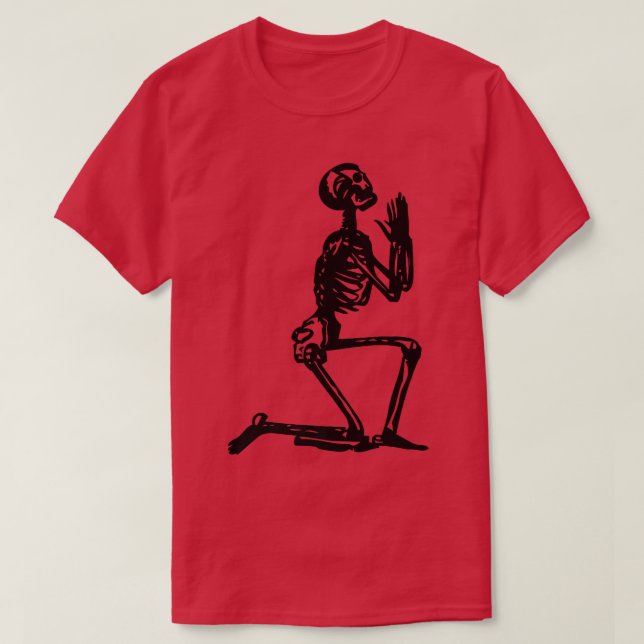 Praying Skeleton  T-Shirt (Design Front)