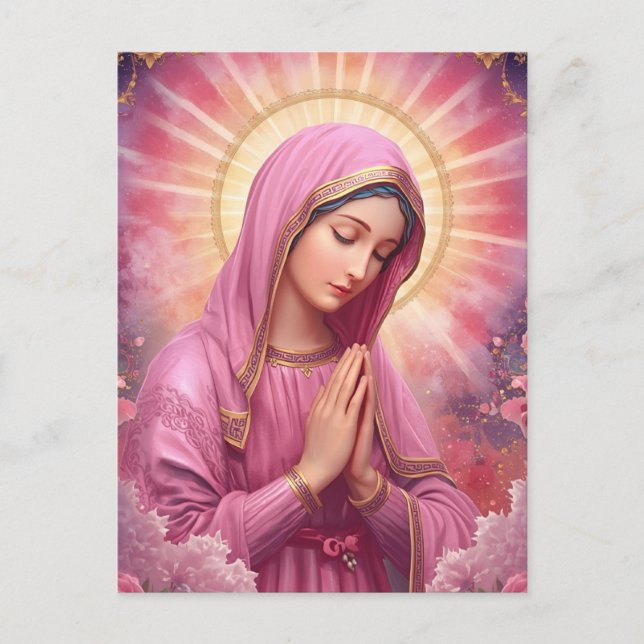 Praying Virgin Mary Christmas  Postcard (Front)