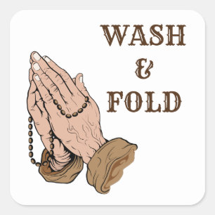 Praying Wash Hands Rosary Religious Square Sticker