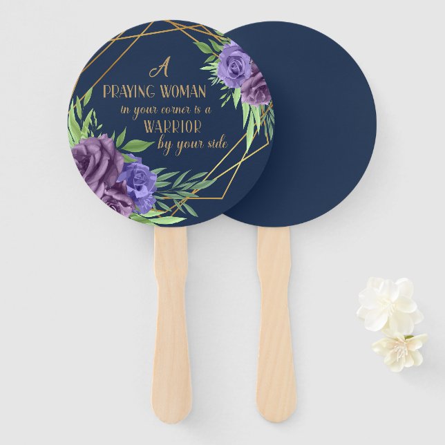 Praying Woman (Midnight Blue) Hand Fan (Front and Back)