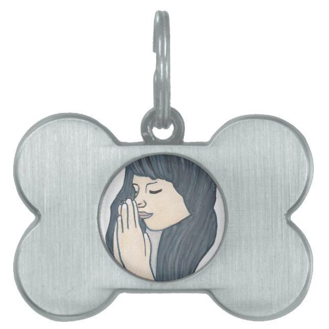 Praying woman pet ID tag (Front)