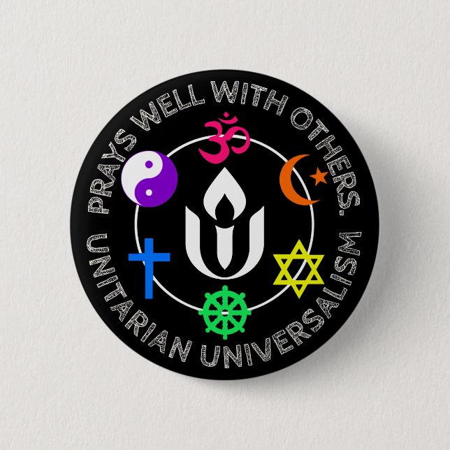 Prays well with others 6 cm round badge (Front)