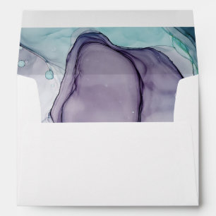 Pre-Addressed Abstract Ink Teal Plum  Envelope