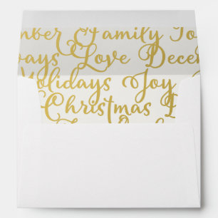 Pre-addressed Christmas Gold Calligraphy Lined Envelope