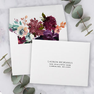 Pre-Addressed Dark Floral RSVP Responses Envelope