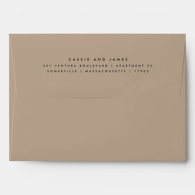 Pre Addressed Light Brown Return Address Wedding Envelope (Back (Top Flap))