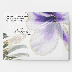 Pre-Addressed Tropical Amethyst Purple Flower Envelope